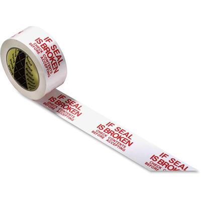 Scotch Preprinted Message Seal Broken Tape - 109.36 yd Length x 1.88" Width - 3" Core - White, Red - 1.20 mil - Polypropylene Film Backing - Abrasion Resistant, Moisture Resistant, Scuff Resistant, Nick Resistant, Chemical Resistant, Tear Resistant, 