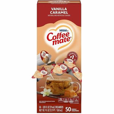 Coffee mate Vanilla Caramel Nondairy Liquid Creamer Singles - Vanilla Caramel Flavor - 0.38 fl oz (11 mL) - 50 Serving - 50 / Box