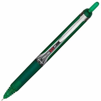 Pilot Extra-Fine Premium Retractable Rolling Ball Pens - 0.5 mm Extra Fine Needle Pen Point - Refillable - Retractable - Green Ink - Liquid - Green Barrel - Writing - 1 Dozen