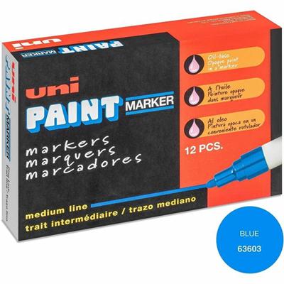 uniball™ uni-Paint PX-20 Oil-Based Paint Marker - Medium Marker Point - Blue Ink - Oil Based - White Barrel - 1 Dozen