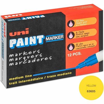 uniball™ uni-Paint PX-20 Oil-Based Paint Marker - Medium Marker Point - Yellow Ink - Oil Based - White Barrel - 1 Dozen