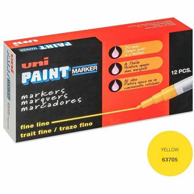 uniball™ uni-Paint PX-21 Oil-Based Marker - Fine Marker Point - Yellow Ink - Oil Based - 1 Dozen