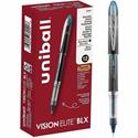 uniball™ Vision Elite BLX Rollerball Pen - 0.5 mm Micro Pen Point - Black/Blue Ink - Pigment-based - 1 Dozen