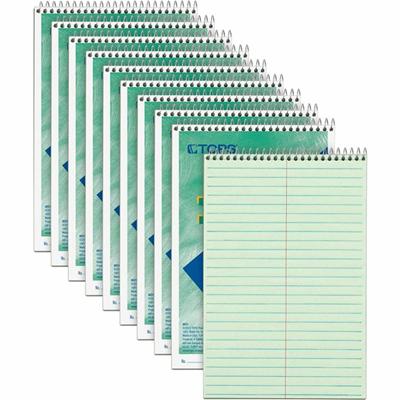 TOPS Steno Books - 80 Sheets - Wire Bound - Gregg Ruled Margin - 6" x 9" Sheet Size - Green Tint Paper - Snag Resistant, Acid-free, Heavyweight - 1 Dozen