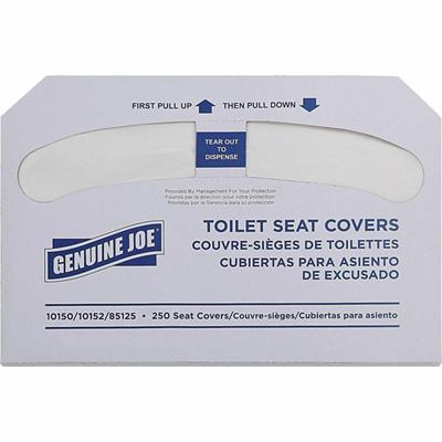 Genuine Joe Toilet Seat Covers - Half-fold - For Public Toilet - White - 250/Pack - 20 / Carton