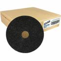 Genuine Joe Black Floor Stripping Pad - 19" Diameter x 1" Thickness - Stripping, Floor - 175 rpm to 350 rpm Speed Supported - Resilient, Heavy Duty, Flexible, Dirt Remover, Long Lasting, Abrasive, Rotate - Fiber, Resin - Black - 5 / Carton