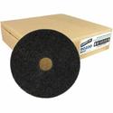 Genuine Joe Black Floor Stripping Pad - 20" Diameter x 1" Thickness - Stripping, Floor - 175 rpm to 350 rpm Speed Supported - Resilient, Heavy Duty, Flexible, Dirt Remover, Long Lasting, Abrasive, Rotate - Fiber, Resin - Black - 5 / Carton