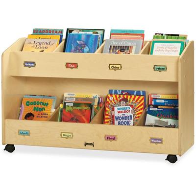 Jonti-Craft Mobile Section Book Storage Organizer - 8 Compartment(s) - 29.50" Height x 48" Width x 16" Depth - Label Holder, Lockable Casters, Rounded Corner, Durable, Yellowing Resistant - Baltic - Acrylic - 1 Each