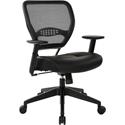 Office Star Professional Dark Air Grid Back Managers Chair - Leather Seat Material - 5-star Base - Black - 1 Each