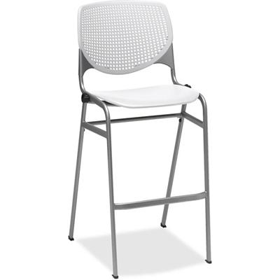KFI 2300 BR2300 Bar Stool - White Seat Color - Polypropylene Seat Material - White Back Color - Polypropylene Back Material - Silver Frame Color - Tubular Steel Frame Material - Four-legged Base - Nylon - 1 Each