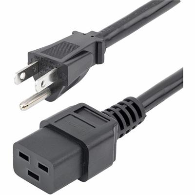 StarTech.com Computer Power Cord - NEMA 5-15P to C19, 14 AWG, 6 ft - For Router, PDU, Network Switch, Computer, Server - 125 V AC / 15 A - Black - 6 ft Cord Length - NEMA 5-15P / IEC 60320 C19 - North America - 1 Each