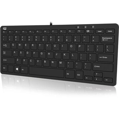 Adesso Mini Keyboard with USB Hubs - Cable Connectivity - Compact - USB Interface - 78 Key(s) - Internet, Multimedia, Email, Volume Down, Volume Up, Mute, Previous Track, Stop, Next Track, Play/Pause, Windows Key, ... Hot Key(s) - Windows Vista, Wind