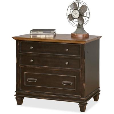 Martin Hartford Lateral File - 31" Height x 36" Width x 21" Depth - Total Drawer(s): 2 - Material: Wood Veneer - Finish: Vintage Black - Lockable Drawer, Ball Bearing Glide - For File, Home Office, Living Area - 1 Each