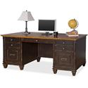 Martin Hartford Double Pedestal Desk - 31" Height x 69.5" Width x 30" Depth - Total Drawer(s): 7 - Double Pedestal - Material: Wood Veneer - Finish: Vintage Black - Grommet, Wire Management Channel, Lockable Drawer, Pull-out Keyboard Tray - For Keybo