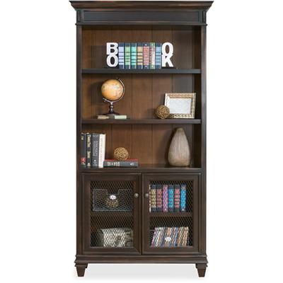 Martin Hartford Bookcase with Lower Doors - 78" Height x 40" Width x 14" Depth - 2 Door(s) - 5 Shelve(s) - 3 Adjustable Shelf(ves) - Material: Wood Veneer - Finish: Vintage Black - For Book, Home Office, Living Area - 1 Each
