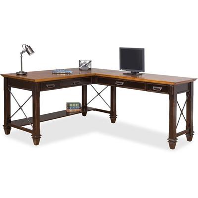 Martin Hartford Right Hand Facing Open L-Shaped Desk - 4-Drawer - 31" Height x 60" Width x 75.5" Depth - Total Drawer(s): 4 - Material: Wood Veneer - Finish: Vintage Black - AC Power Outlet, USB Connection - For Keyboard, Pencil, Home Office, Living 