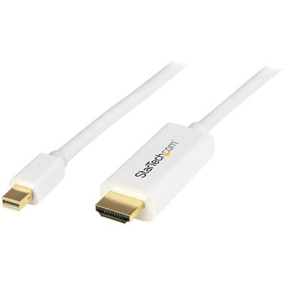 StarTech.com Mini DisplayPort to HDMI converter cable - 3 ft (1m) - 4K - White - 3.28 ft DisplayPort/HDMI Video Cable Adapter for Ultrabook, Projector, Desktop Computer - First End: 1 x 20-pin Mini DisplayPort 1.2 Digital Audio/Video - Male - Second 