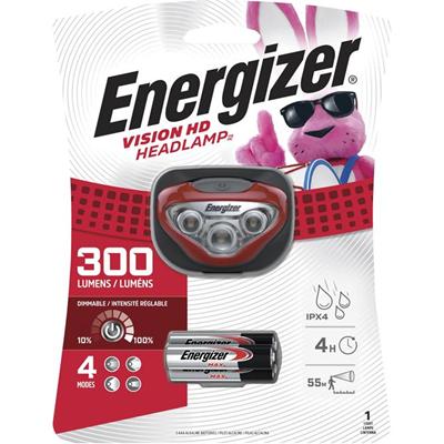 Energizer Vision HD LED Headlamp - LED - 300 lm Lumen - 3 x AAA - Red - 1 Pack