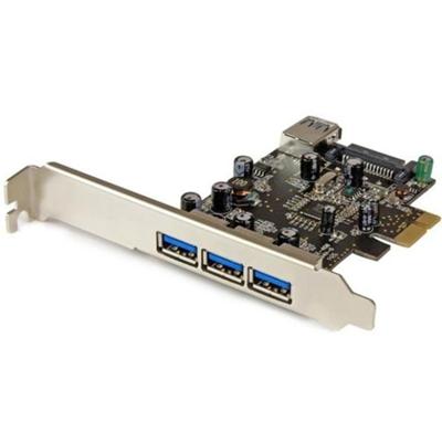 StarTech.com 4-Port PCI Express USB 3.0 Card - 5Gbps - PCI Express x1 - Plug-in Card - 4 USB Port(s) - 1 SATA Port(s) - UASP Support - PC, Linux