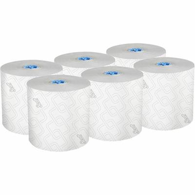 Scott Pro High-Capacity Hard Roll Towels with Elevated Design and Absorbency Pockets - 7.50" Width x 1150 ft Length - White, Blue - 6 / Carton