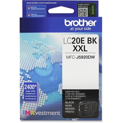 Brother LC-20EBK Inkjet Ink Cartridge - Black - 1 Each - 2400 Pages