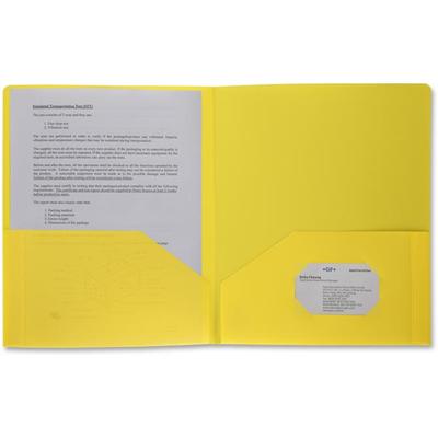 Business Source Letter Portfolio - 8 1/2" x 11" - 30 Sheets Capacity - 2 Pocket(s) - Yellow - Durable, Spill Resistant, Wear Resistant, Card Holder - 1 Each