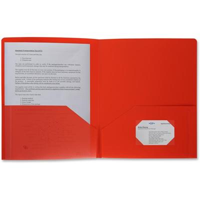 Business Source Letter Portfolio - 8 1/2" x 11" - 30 Sheets Capacity - 2 Pocket(s) - Red - Durable, Spill Resistant, Wear Resistant, Card Holder - 1 Each