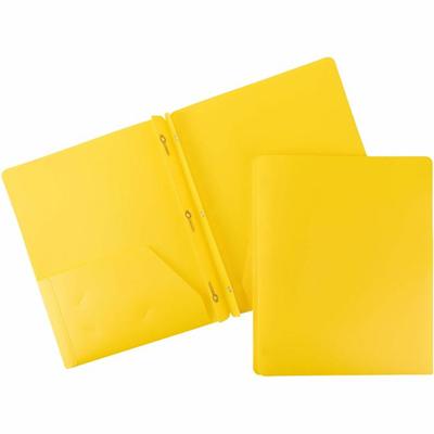 Business Source Letter Portfolio - 8 1/2" x 11" - 50 Sheets Capacity - 3 x Prong Fastener(s) - 2 Pocket(s) - Yellow - Durable, Spill Resistant, Wear Resistant, Card Holder - 1 Each