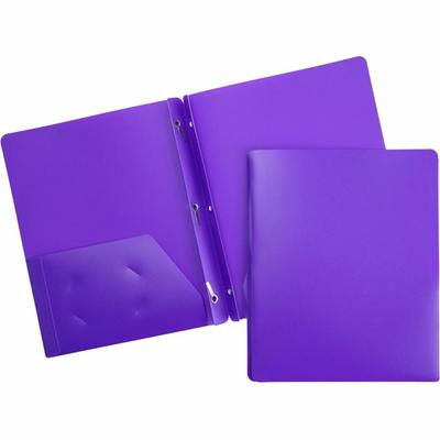 Business Source Letter Portfolio - 8 1/2" x 11" - 50 Sheets Capacity - 3 x Prong Fastener(s) - 2 Pocket(s) - Purple - 1 Each