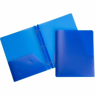 Business Source Letter Portfolio - 8 1/2" x 11" - 50 Sheets Capacity - 3 x Prong Fastener(s) - 2 Pocket(s) - Blue - 1 Each