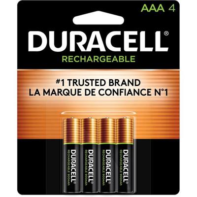 Duracell AAA Rechargeable Batteries - For Gaming Controller, Flashlight, Monitoring Device - Battery Rechargeable - AAA - 4/Pack - 1 Each