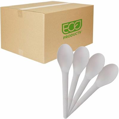 Eco-Products 6" Plantware High-heat Spoons - 1 Piece(s) - Spoon - 1 x Spoon - Disposable - Pearl White - 50/Pack - 20 / Carton