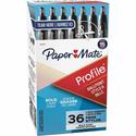 Paper Mate Retractable Profile Ballpoint Pens - 1.4 mm Super Bold Conical Pen Point - Refillable - Retractable - Black Ink - Gel-based - Translucent Black Barrel - 36 / Pack