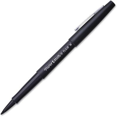 Paper Mate Flair Medium Point Porous Markers - 1.4 mm Medium Bullet Pen Point - Black Ink - Water Based - Black Barrel - Felt Tip - 36 / Pack