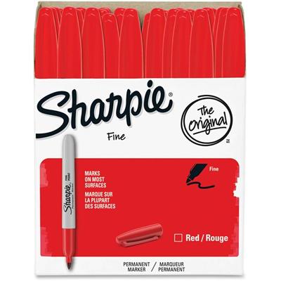 Sharpie Pen-style Permanent Marker - Fine Marker Point - Red Ink - Alcohol Based - 36 / Pack