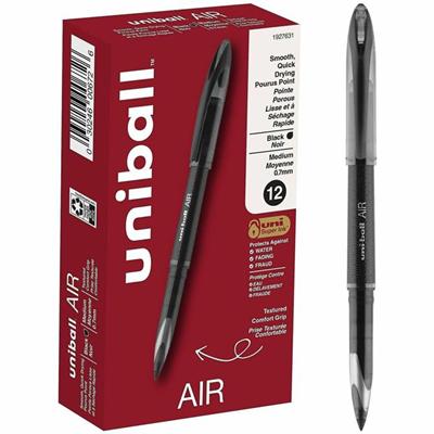 uniball™ Air Porous Point Pen - 0.7 mm Medium Conical Pen Point - Black Ink - Black Barrel - 1 Dozen
