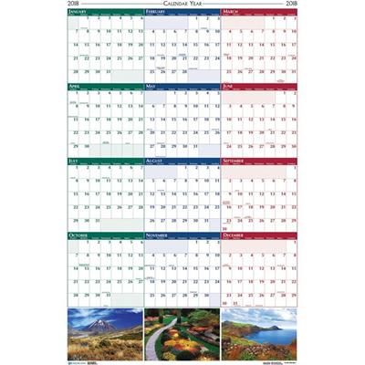 House of Doolittle EarthScp. Scenic Laminated Wall Planners - Julian Dates - Daily, Monthly - 12 Month - January 2026 to December 2026 - 2" x 1.38" , 1" x 1" Block - Paper - 24" Height x 18" Width - Laminated, Double-sided, Write on/Wipe off, Reversi