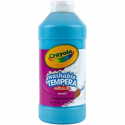 Crayola Artista II Washable Tempera Paints - Turquoise - 16 oz - Washable - 1 Each