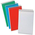 Ampad Wirebound Pocket Memo Book - 40 Sheets - Wire Bound - Narrow Ruled Front Ruling - 0.25" Ruled - 15 lb Basis Weight - 4" x 6" Sheet Size - White Paper - Red Pressboard, Green, Blue Cover - Compact, Flexible, Unperforated, Chipboard Backing - 1 P