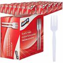Genuine Joe Heavyweight White Plastic Forks - Disposable - White - 100/Box - 40 / Carton