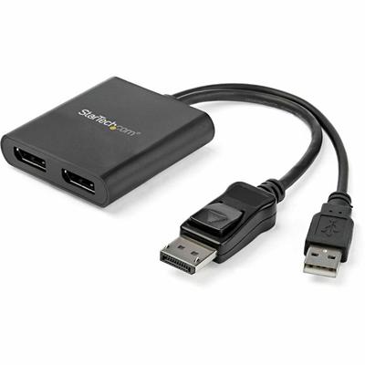 StarTech.com MST hub - DisplayPort to 2x DisplayPort - 3840 × 2160 - 78.74" Maximum Operating Distance - DisplayPort - USB - Plastic