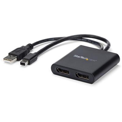 StarTech.com Mini DisplayPort to DisplayPort Multi-Monitor Splitter - 2-Port MST Hub - 60 Hz - 30 Hz to 60 Hz - 3840 × 2160 - 78.74" Maximum Operating Distance - DisplayPort - USB - Plastic