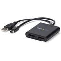 StarTech.com Mini DisplayPort to DisplayPort Multi-Monitor Splitter - 2-Port MST Hub - 60 Hz - 30 Hz to 60 Hz - 3840 × 2160 - 78.74" Maximum Operating Distance - DisplayPort - USB - Plastic