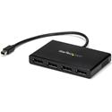 StarTech.com MST hub - Mini DisplayPort to 4x DisplayPort - 60 Hz - 30 Hz to 60 Hz - 3840 × 2160 - DisplayPort - Plastic