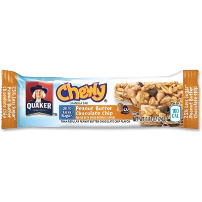 Quaker Oats Peanut Butter Choco Chip Granola Bars - Individually Wrapped - Peanut Butter, Chocolate Chip - 6.70 oz - 8/Box - 12 / Carton