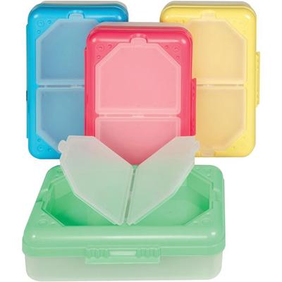 C-Line 3-compartment Storage Box - External Dimensions: 8.3" Width x 5.4" Depth x 2.4" Height - 3 Dividers - Blue, Aqua, Purple, Pink - For Office Supplies, School Supplies - 12 / Carton