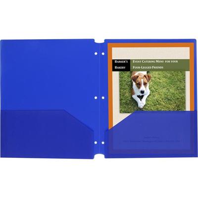 C-Line Products Two-Pocket Heavyweight Poly Portfolio Folder with Three-Hole Punch, Blue, 25/BX - 8 1/2" x 11" - 2 Pocket(s) - Blue - Heavyweight - 25 / Box