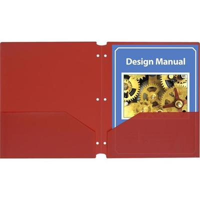 C-Line Products Two-Pocket Heavyweight Poly Portfolio Folder with Three-Hole Punch, Red, 25/BX - 8 1/2" x 11" - 2 Pocket(s) - Red - Heavyweight - 25 / Box