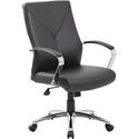 Boss Leatherplus Executive Chair with Chrome Accent - Black Seat Color - LeatherPlus Seat Material - Chrome, Black Frame Color - Chrome Frame Material - 5-star Base - Black - 1 Each