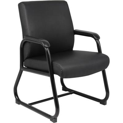 Boss Heavy Duty Guest Chair - Black Seat Color - Vinyl Seat Material - Black Frame Color - Metal Frame Material - Sled Base - Black - 1 Each